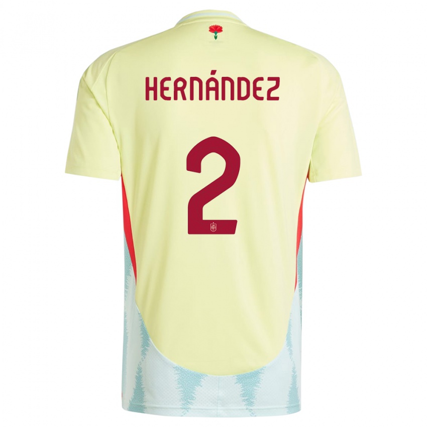 Kinder Spanien Oihane Hernandez #2 Gelb Auswärtstrikot Trikot 24-26 T-Shirt Österreich