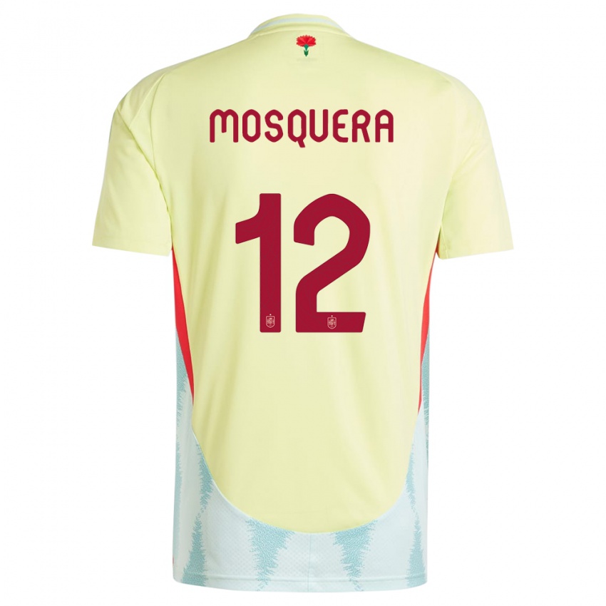 Kinder Spanien Cristian Mosquera #12 Gelb Auswärtstrikot Trikot 24-26 T-Shirt Österreich