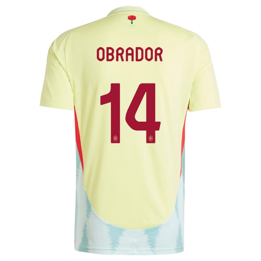 Kinder Spanien Rafel Obrador #14 Gelb Auswärtstrikot Trikot 24-26 T-Shirt Österreich