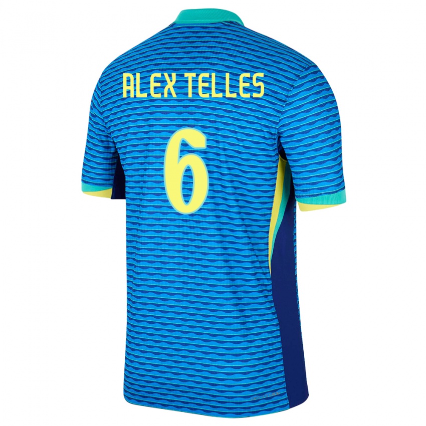 Kinder Brasilien Alex Telles #6 Blau Auswärtstrikot Trikot 24-26 T-Shirt Österreich