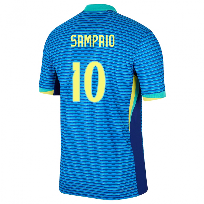 Kinder Brasilien Duda Sampaio #10 Blau Auswärtstrikot Trikot 24-26 T-Shirt Österreich