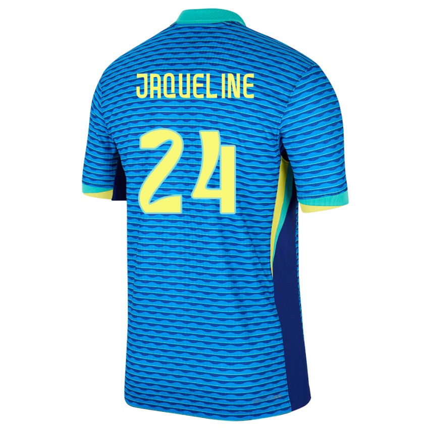 Kinder Brasilien Jaqueline #24 Blau Auswärtstrikot Trikot 24-26 T-Shirt Österreich