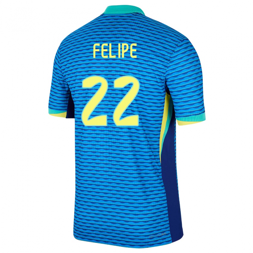 Kinder Brasilien Cayo Felipe #22 Blau Auswärtstrikot Trikot 24-26 T-Shirt Österreich