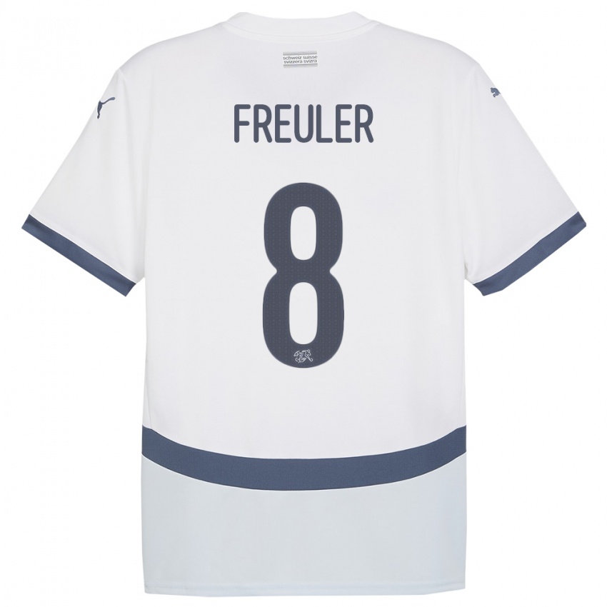 Kinder Schweiz Remo Freuler #8 Weiß Auswärtstrikot Trikot 24-26 T-Shirt Österreich