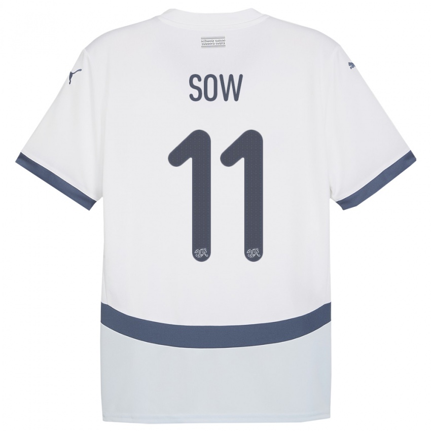 Kinder Schweiz Coumba Sow #11 Weiß Auswärtstrikot Trikot 24-26 T-Shirt Österreich