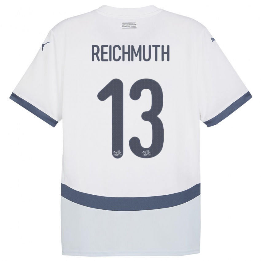 Kinder Schweiz Miguel Reichmuth #13 Weiß Auswärtstrikot Trikot 24-26 T-Shirt Österreich