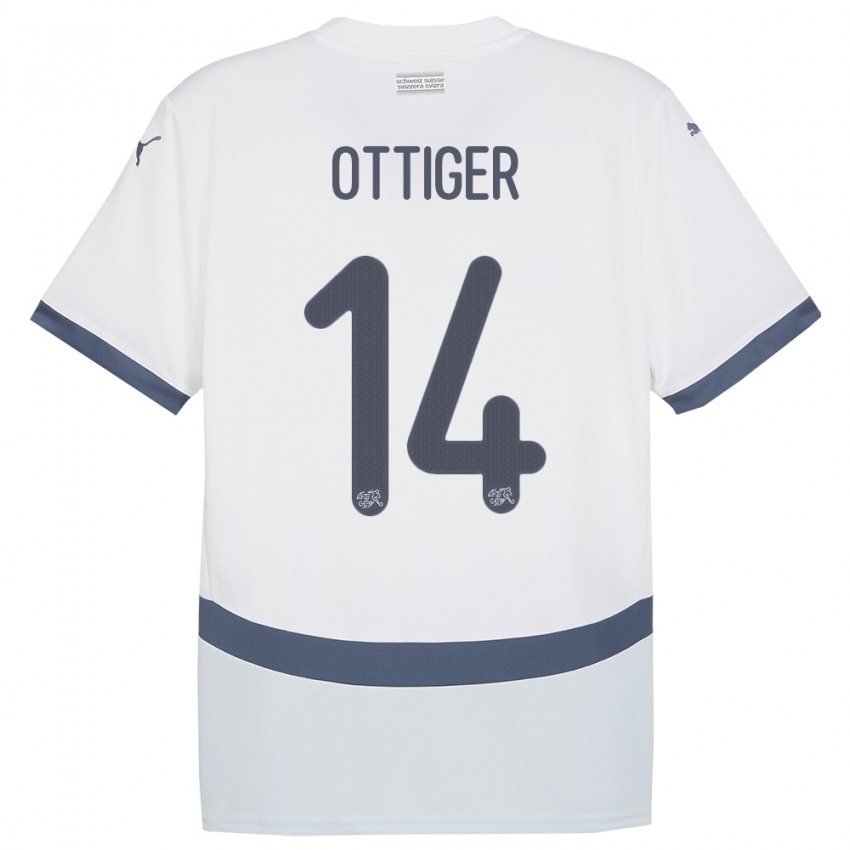 Kinder Schweiz Severin Ottiger #14 Weiß Auswärtstrikot Trikot 24-26 T-Shirt Österreich