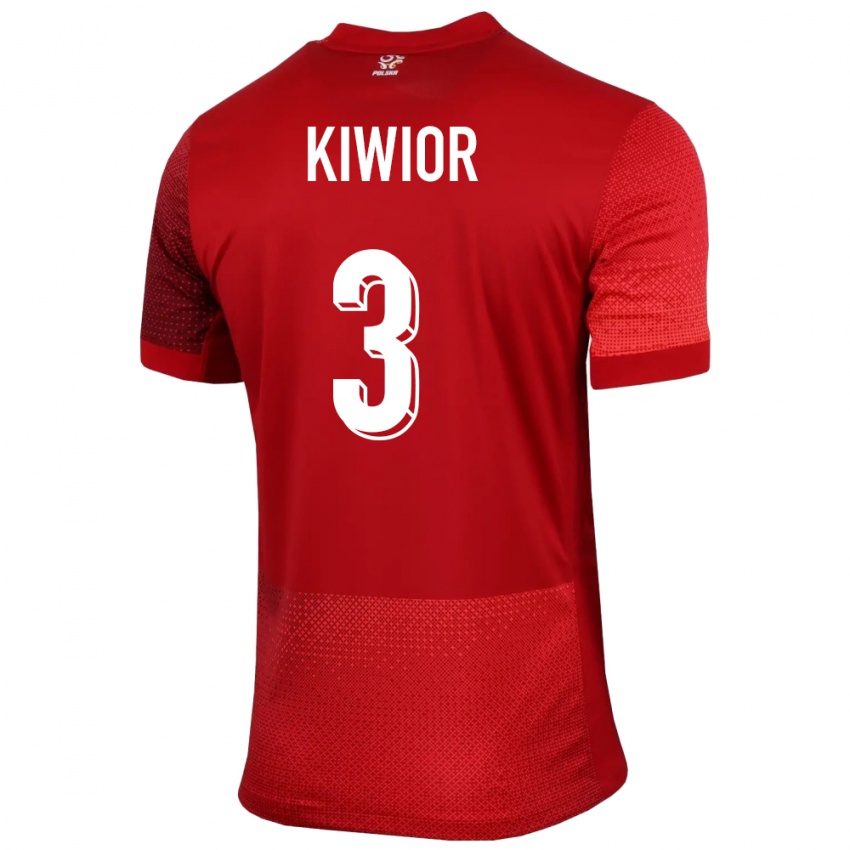Kinder Polen Jakub Kiwior #3 Rot Auswärtstrikot Trikot 24-26 T-Shirt Österreich