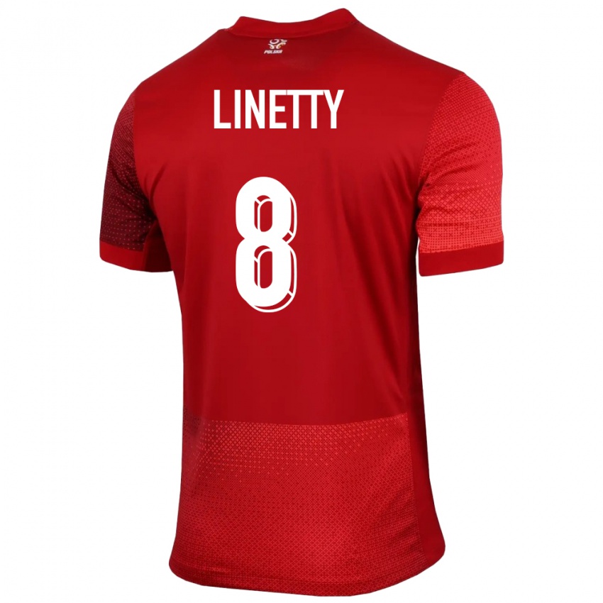 Kinder Polen Karol Linetty #8 Rot Auswärtstrikot Trikot 24-26 T-Shirt Österreich