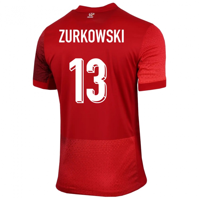 Kinder Polen Szymon Zurkowski #13 Rot Auswärtstrikot Trikot 24-26 T-Shirt Österreich