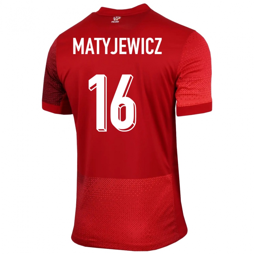 Kinder Polen Wiktor Matyjewicz #16 Rot Auswärtstrikot Trikot 24-26 T-Shirt Österreich