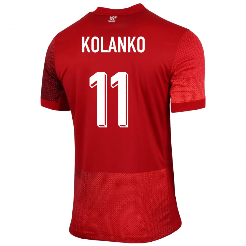 Kinder Polen Krzysztof Kolanko #11 Rot Auswärtstrikot Trikot 24-26 T-Shirt Österreich
