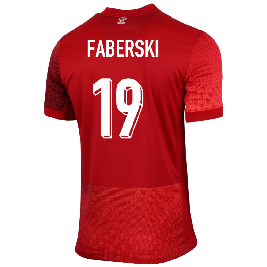 Kinder Polen Jan Faberski #19 Rot Auswärtstrikot Trikot 24-26 T-Shirt Österreich