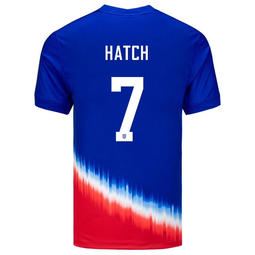 Kinder Vereinigte Staaten Ashley Hatch #7 Blau Auswärtstrikot Trikot 24-26 T-Shirt Österreich
