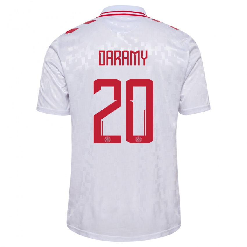 Kinder Dänemark Mohamed Daramy #20 Weiß Auswärtstrikot Trikot 24-26 T-Shirt Österreich