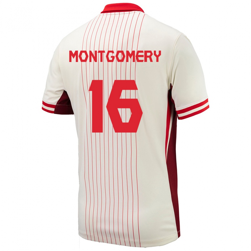 Kinder Kanada Callum Montgomery #16 Weiß Auswärtstrikot Trikot 24-26 T-Shirt Österreich