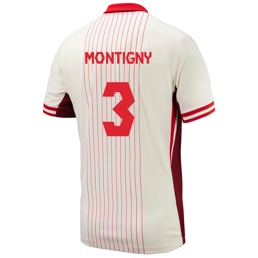 Kinder Kanada Gaël De Montigny #3 Weiß Auswärtstrikot Trikot 24-26 T-Shirt Österreich