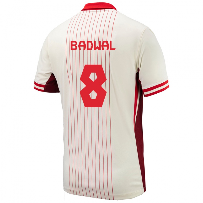 Kinder Kanada Jeevan Badwal #8 Weiß Auswärtstrikot Trikot 24-26 T-Shirt Österreich