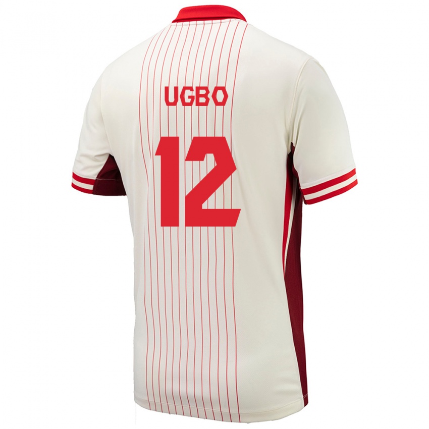 Kinder Kanada Ike Ugbo #12 Weiß Auswärtstrikot Trikot 24-26 T-Shirt Österreich
