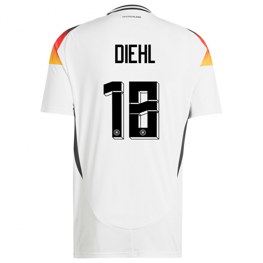 Herren Deutschland Justin Diehl #18 Weiß Heimtrikot Trikot 24-26 T-Shirt Österreich