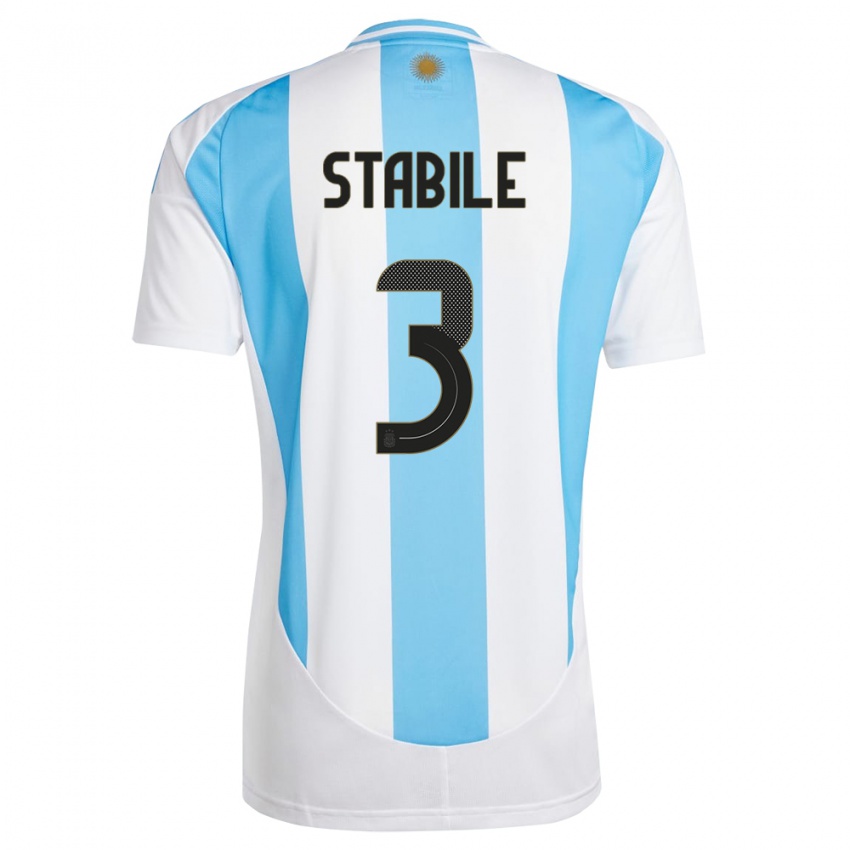Herren Argentinien Eliana Stabile #3 Weiß Blau Heimtrikot Trikot 24-26 T-Shirt Österreich