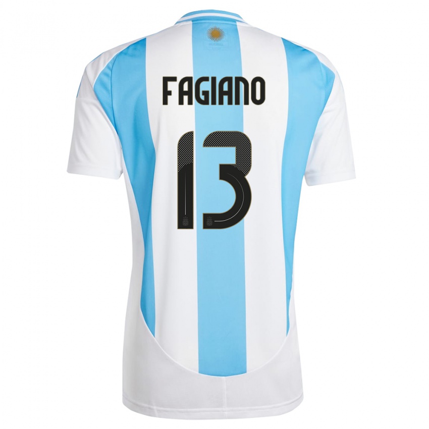 Herren Argentinien Paloma Fagiano #13 Weiß Blau Heimtrikot Trikot 24-26 T-Shirt Österreich