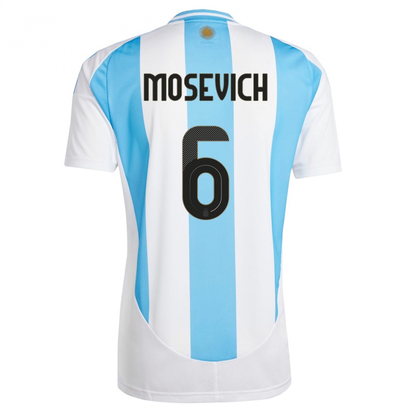 Herren Argentinien Leonel Mosevich #6 Weiß Blau Heimtrikot Trikot 24-26 T-Shirt Österreich