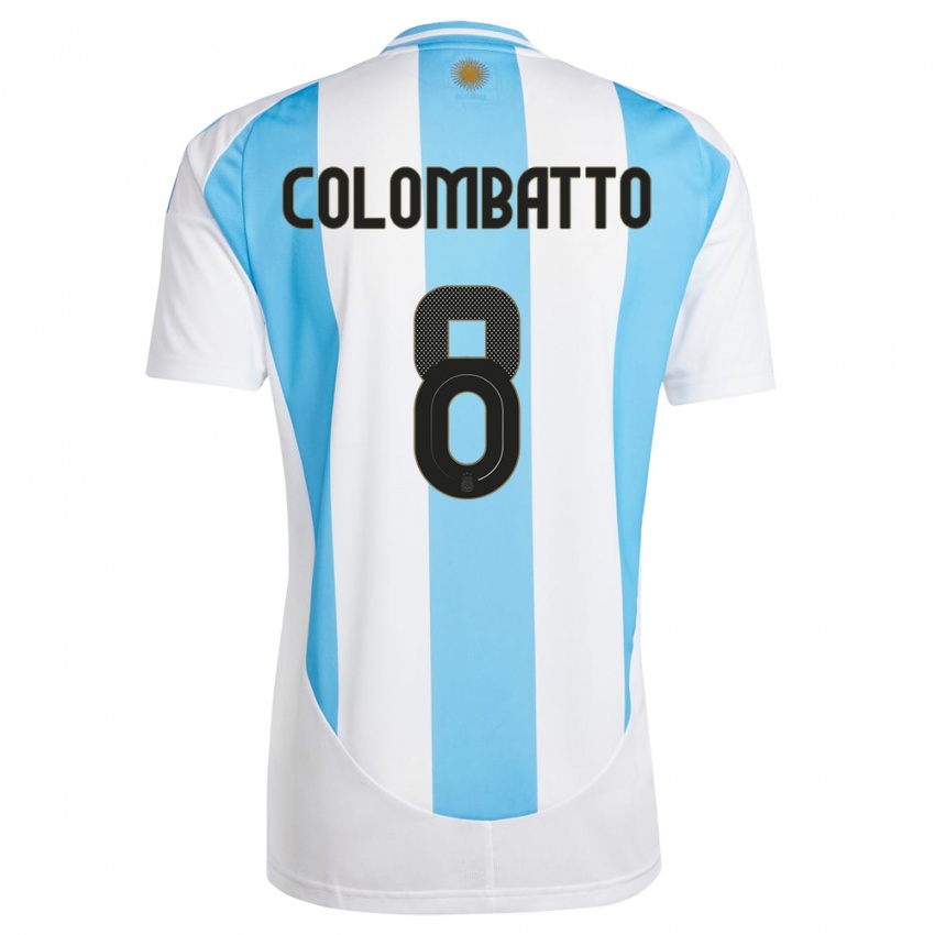 Herren Argentinien Santiago Colombatto #8 Weiß Blau Heimtrikot Trikot 24-26 T-Shirt Österreich