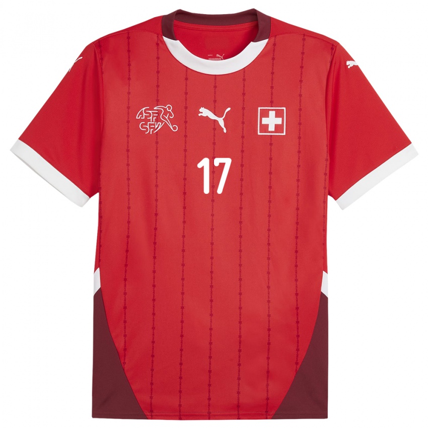 Herren Schweiz Leon Avdullahu #17 Rot Heimtrikot Trikot 24-26 T-Shirt Österreich