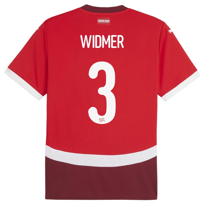 Herren Schweiz Silvan Widmer #3 Rot Heimtrikot Trikot 24-26 T-Shirt Österreich