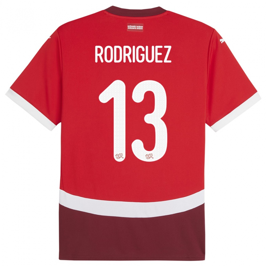Herren Schweiz Ricardo Rodriguez #13 Rot Heimtrikot Trikot 24-26 T-Shirt Österreich