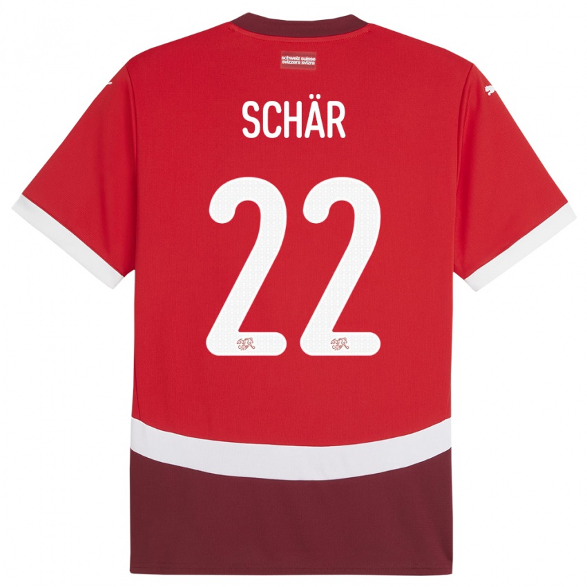 Herren Schweiz Fabian Schar #22 Rot Heimtrikot Trikot 24-26 T-Shirt Österreich