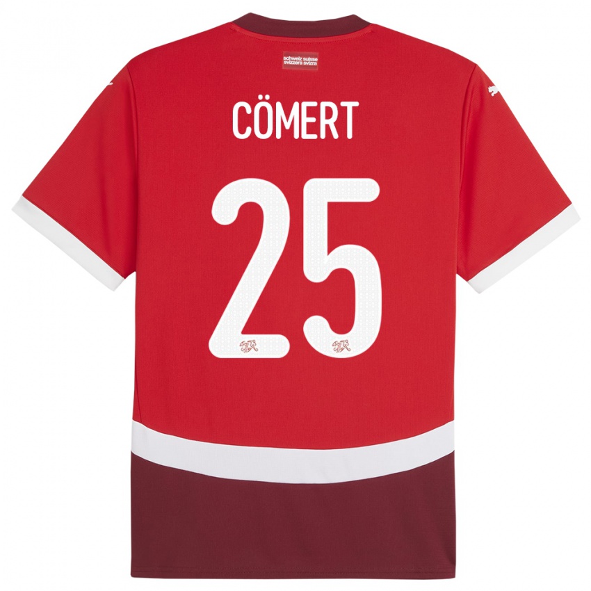 Herren Schweiz Eray Comert #25 Rot Heimtrikot Trikot 24-26 T-Shirt Österreich