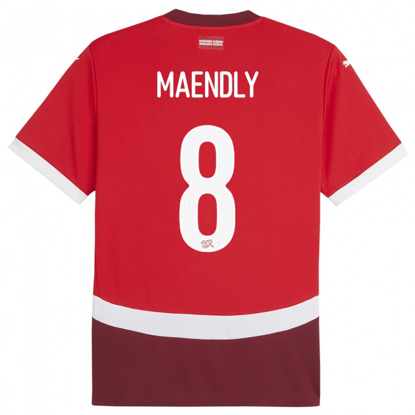 Herren Schweiz Sandy Maendly #8 Rot Heimtrikot Trikot 24-26 T-Shirt Österreich
