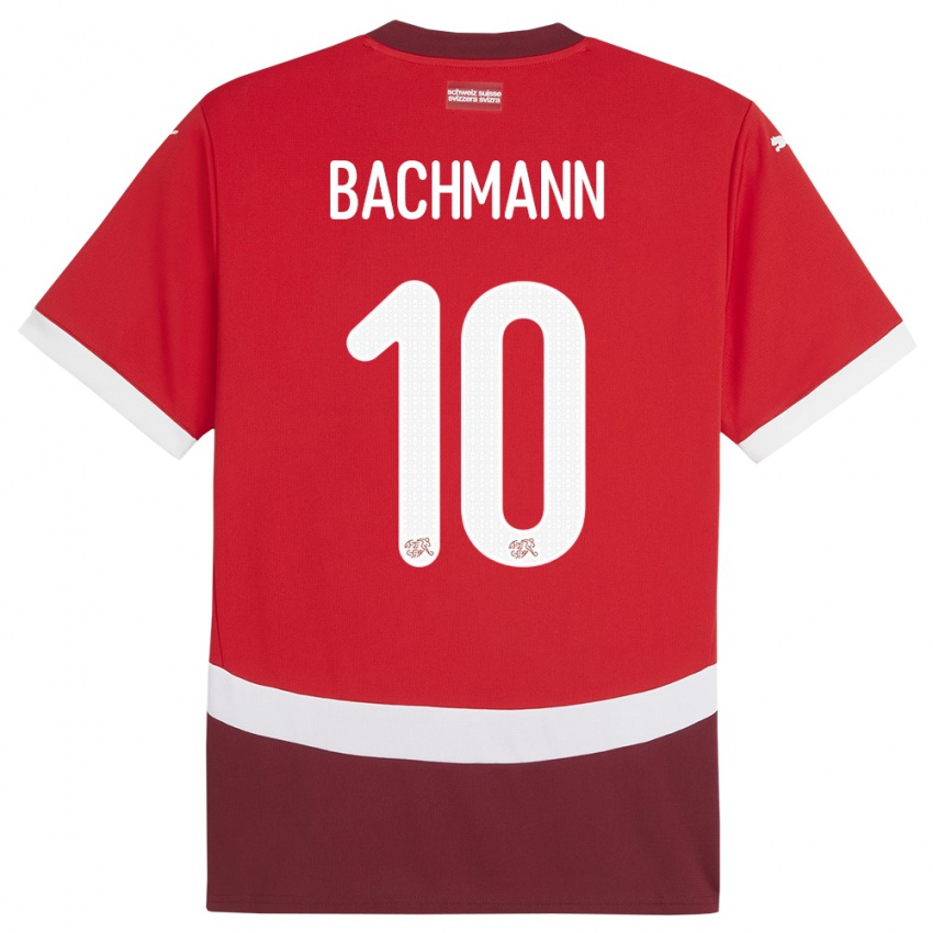 Herren Schweiz Ramona Bachmann #10 Rot Heimtrikot Trikot 24-26 T-Shirt Österreich