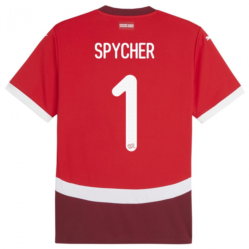 Herren Schweiz Tim Spycher #1 Rot Heimtrikot Trikot 24-26 T-Shirt Österreich
