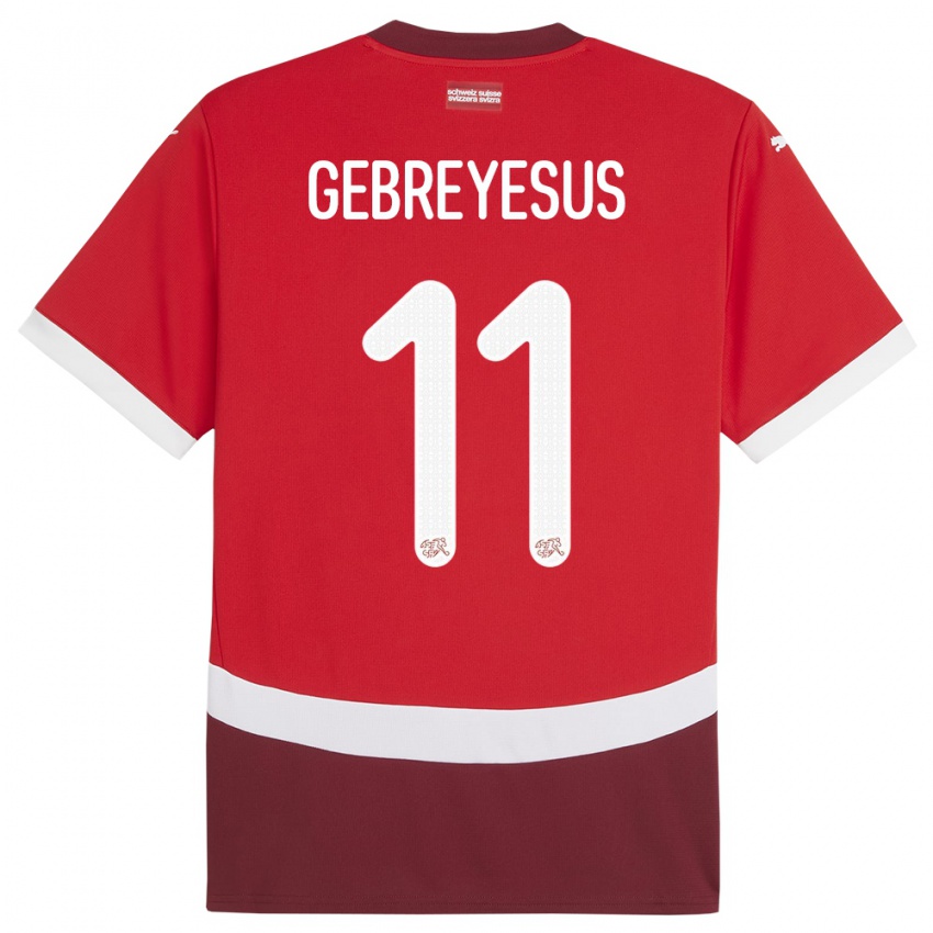Herren Schweiz Esey Gebreyesus #11 Rot Heimtrikot Trikot 24-26 T-Shirt Österreich