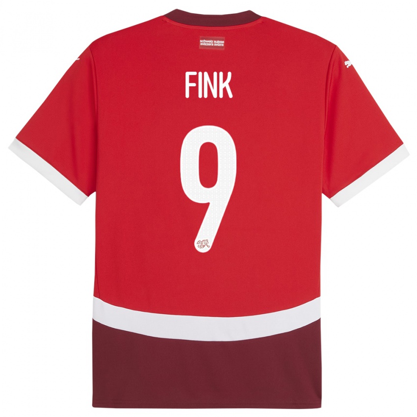 Herren Schweiz Bradley Fink #9 Rot Heimtrikot Trikot 24-26 T-Shirt Österreich