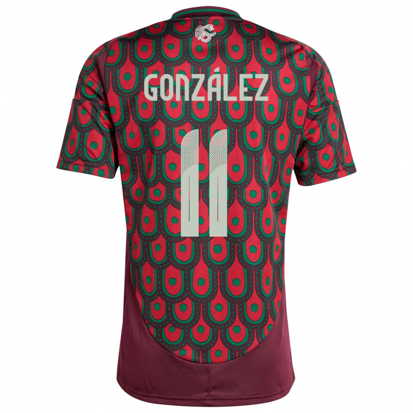 Herren Mexiko Bryan Gonzalez #11 Kastanienbraun Heimtrikot Trikot 24-26 T-Shirt Österreich