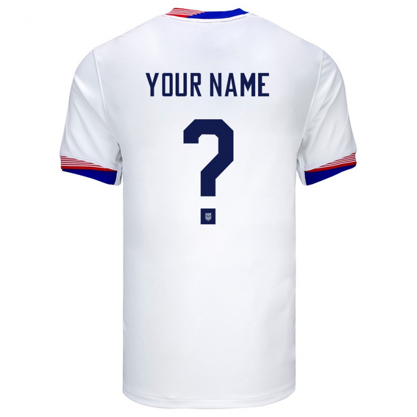 Herren Vereinigte Staaten Ihren Namen #0 Weiß Heimtrikot Trikot 24-26 T-Shirt Österreich
