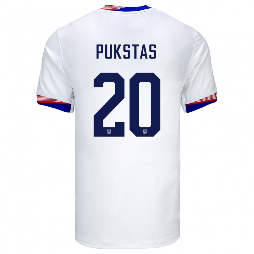 Herren Vereinigte Staaten Rokas Pukstas #20 Weiß Heimtrikot Trikot 24-26 T-Shirt Österreich