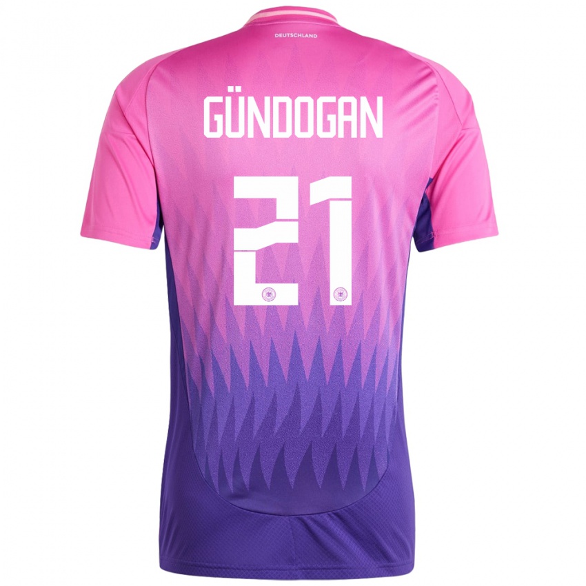 Herren Deutschland Ilkay Gundogan #21 Pink Lila Auswärtstrikot Trikot 24-26 T-Shirt Österreich