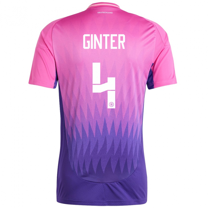 Herren Deutschland Matthias Ginter #4 Pink Lila Auswärtstrikot Trikot 24-26 T-Shirt Österreich