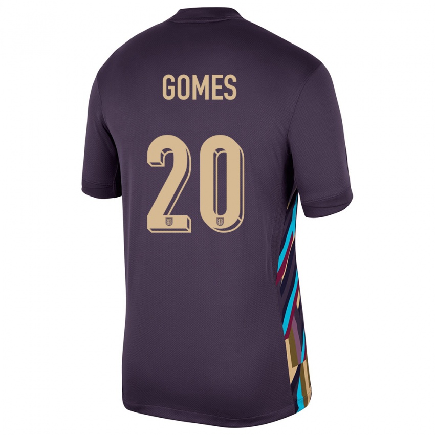 Herren England Angel Gomes #20 Dunkle Rosine Auswärtstrikot Trikot 24-26 T-Shirt Österreich