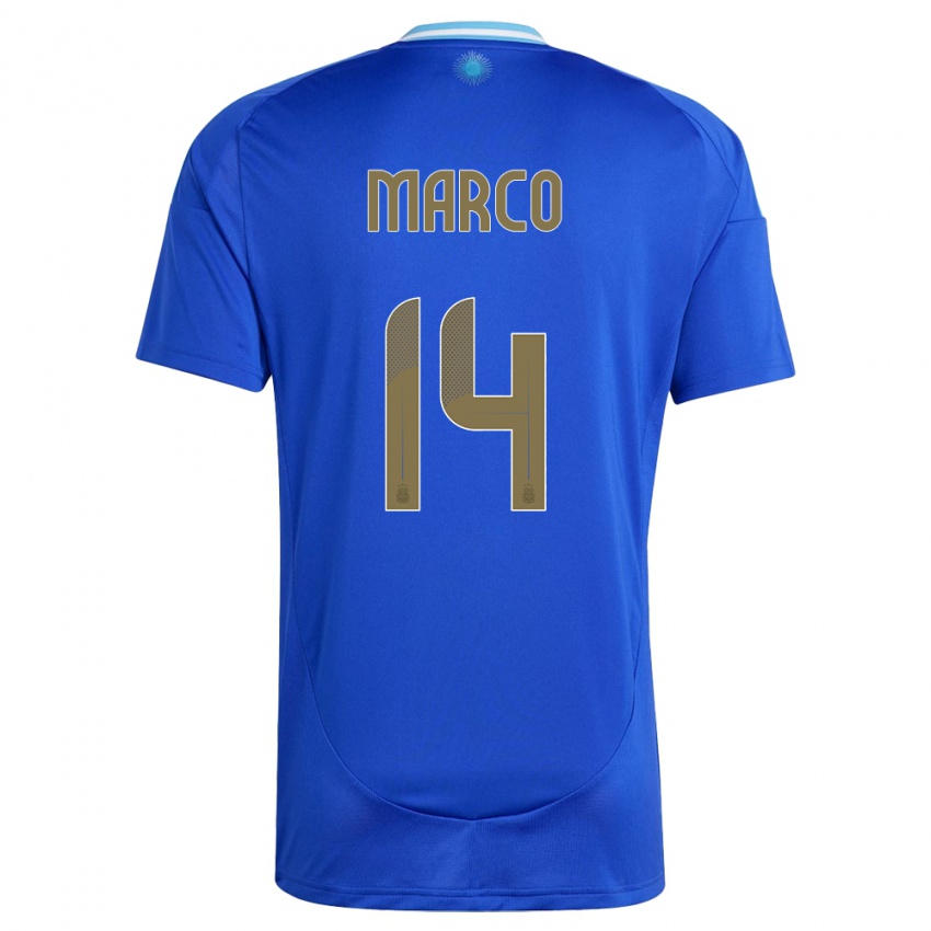Herren Argentinien Francisco Marco #14 Blau Auswärtstrikot Trikot 24-26 T-Shirt Österreich