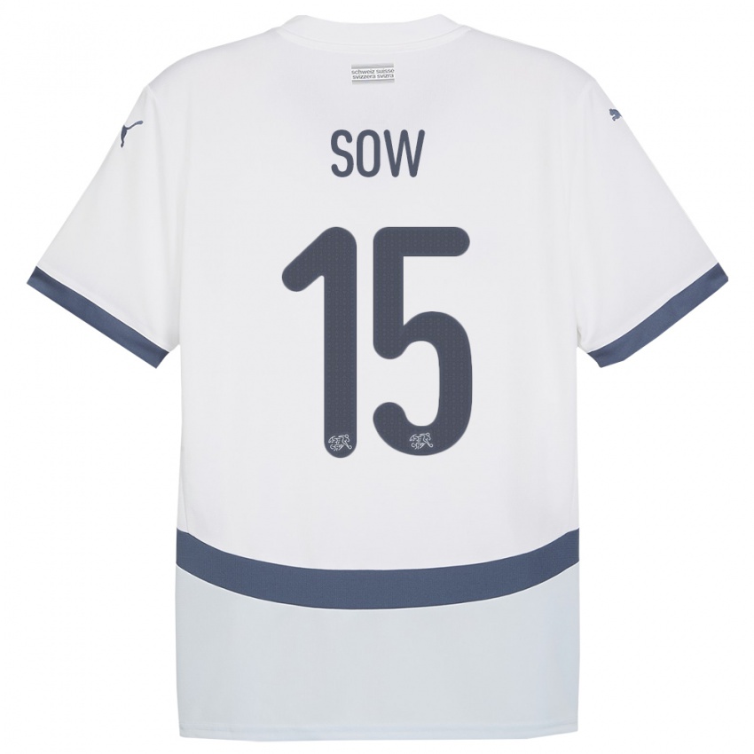 Herren Schweiz Djibril Sow #15 Weiß Auswärtstrikot Trikot 24-26 T-Shirt Österreich