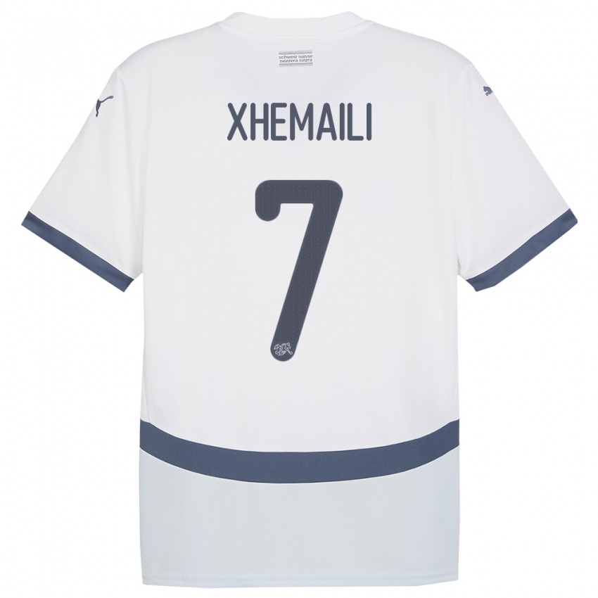Herren Schweiz Riola Xhemaili #7 Weiß Auswärtstrikot Trikot 24-26 T-Shirt Österreich