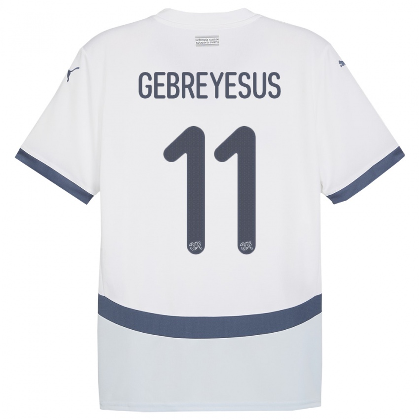 Herren Schweiz Esey Gebreyesus #11 Weiß Auswärtstrikot Trikot 24-26 T-Shirt Österreich