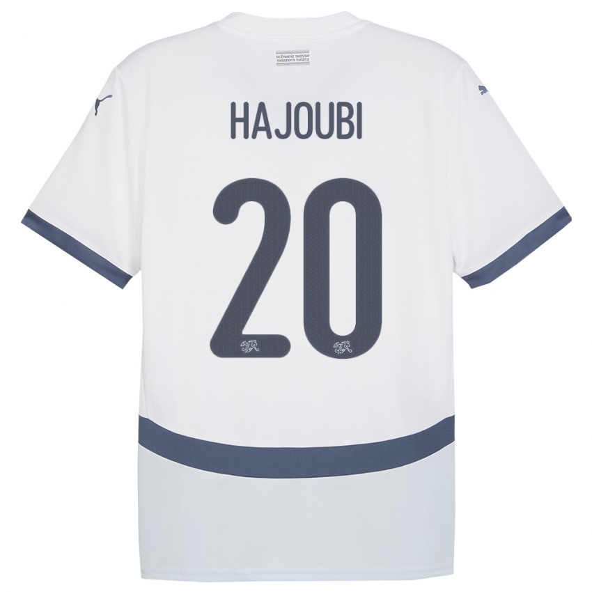 Herren Schweiz Amin Hajoubi #20 Weiß Auswärtstrikot Trikot 24-26 T-Shirt Österreich
