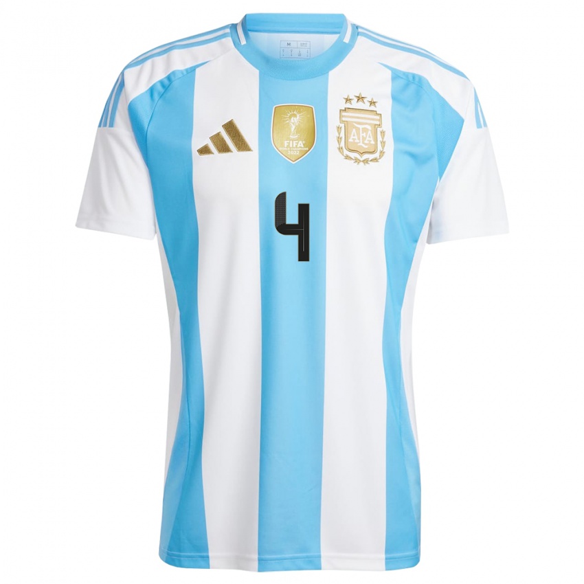 Damen Argentinien Hernan De La Fuente #4 Weiß Blau Heimtrikot Trikot 24-26 T-Shirt Österreich